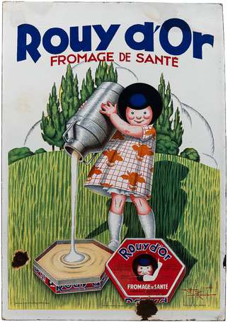 ROUY D'OR Fromage de Santé : Rare plaque émaillée 