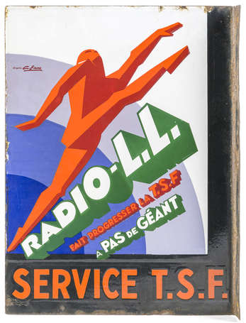 RADIO L.L Service T.S.F : Plaque émaillée 