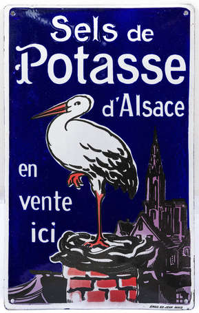 SELS DE POTASSE D'ALSACE : Plaque émaillé bombée, 