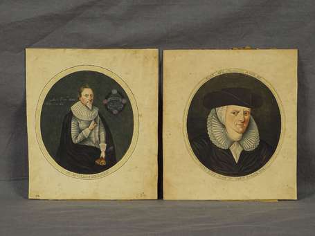 ECOLE ANGLAISE XVIIe - Double portraits de Sir 