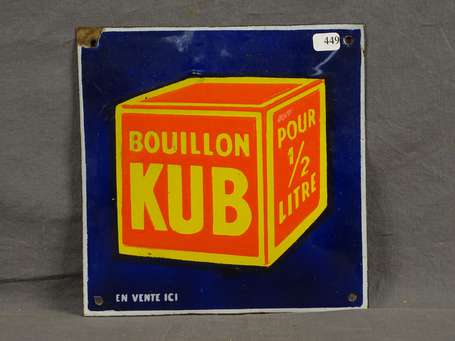 BOUILLON KUB : Plaque émaillée bombée. Mention 