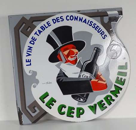 CEP VERMEIL : Enseigne émaillée double-face à 