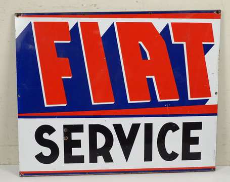 FIAT Service : Plaque émaillée plate à rebords. 