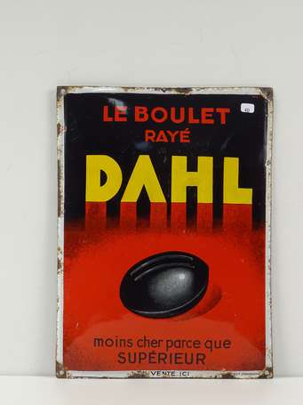 DAHL Le Boulet Rayé : Plaque émaillé bombée. 