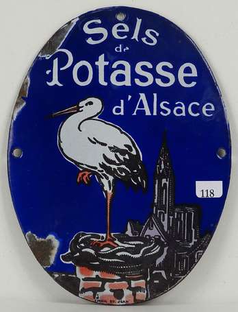 SELS DE POTASSE D'ALSACE : Plaque émaillée ovale 