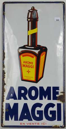 AROME MAGGI : Plaque émaillée bombée illustrée du 