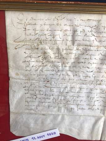 Manuscrit - un Parchemin du 12 août 1620 , 