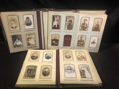 Photo - 3 albums de photos CDV dont militaires , 