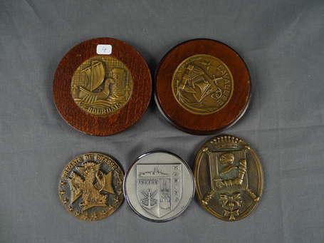 5 Minis Tapes de bouches en bronze D. 7,5 à 8,5 cm