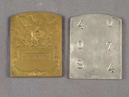 Lot de deux plaquettes de bronze dont une argentée