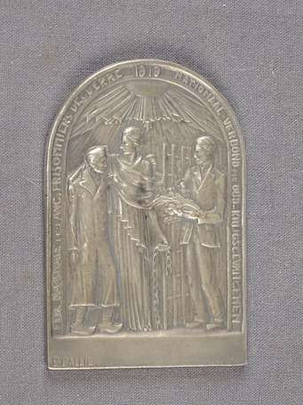 Plaquette de bronze argenté dans son écrin Degreef