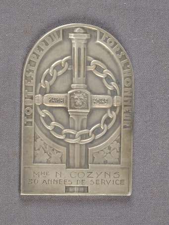 Plaquette de bronze argenté dans son écrin Degreef