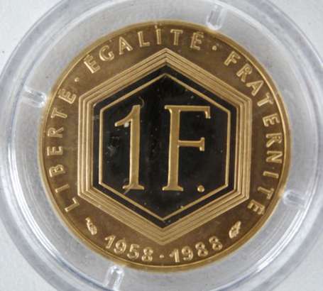 France. Pièce de 1 franc en or De Gaulle 1988 