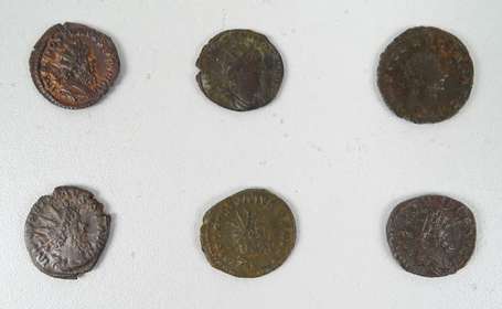 Lot de 6 monnaies romaines - CLAUDE et POSTUME. 