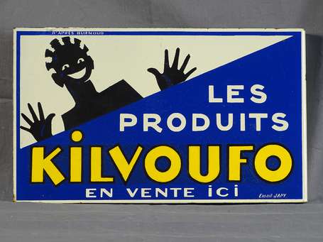 LES PRODUITS KILVOUFO : Rare plaque émaillée 