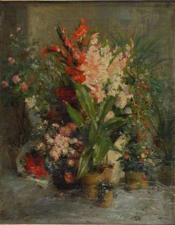 GRIVOLAS Antoine (1843-1902) Bouquet de fleurs et 
