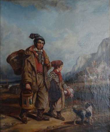 COURBOULIS Zoé (XIXe) Pêcheur et son fils, Femme 