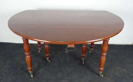 Table ronde à volets en acajou et placage d'acajou