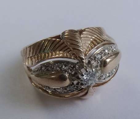 Bague en or rose 18K (750°/00) et platine 