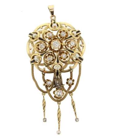 Pendentif en or jaune 18K (750°/00) rehaussé 