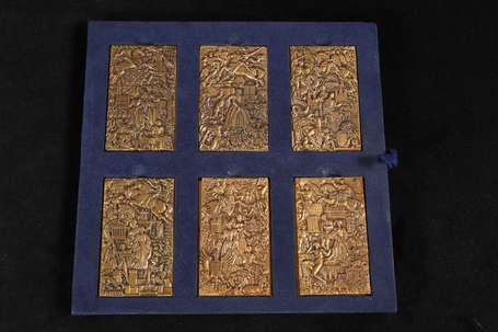 Coffret médailles 12 plaquettes de bronze des 