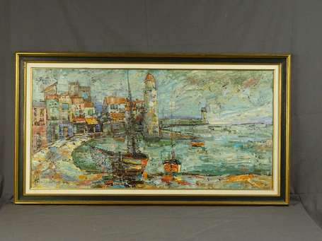 HARRY Denis XXe - Port de Collioure. Huile sur 