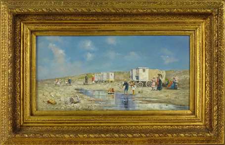 WILSON R. XXe - Promenade en bord de mer. Huile 