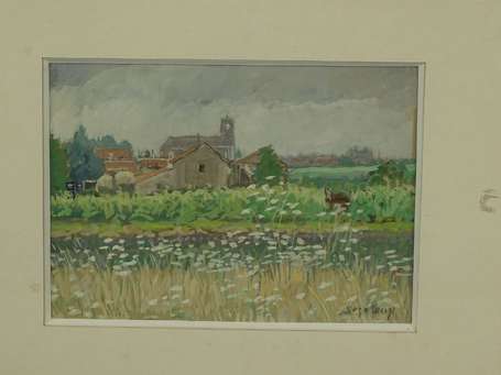 SUZALEM (Xxe S) - Villepin Village, aquarelle 