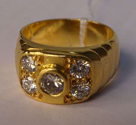 Bague jonc en or jaune 18K (750°/00) ornée d'un 