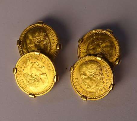 Paire de boutons de manchettes en or jaune 18K 