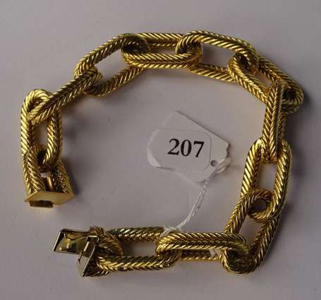 Bracelet chaîne maille droite torsadée en or jaune