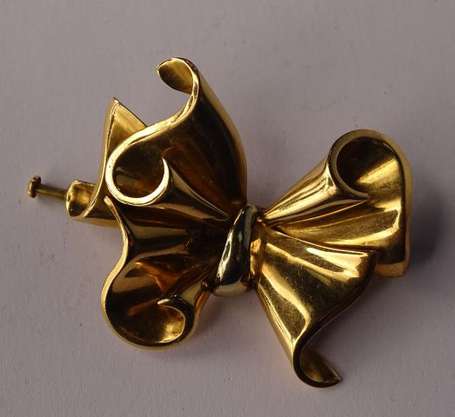 Broche nœud en or deux tons 18K (750°/00). Epingle