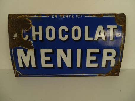 CHOCOLAT MENIER : Plaque émaillée. Email Japy 