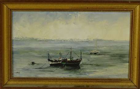 AUDRAS JC XXe - Marée basse. Huile sur toile, 