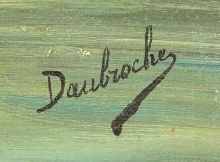 DAUBROCHE XXe - Vue d'un étang. Huile sur toile, 