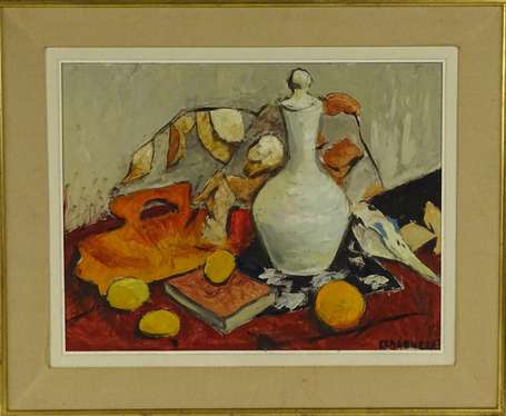 ECOLE XXe - Nature morte aux agrumes. Huile sur 