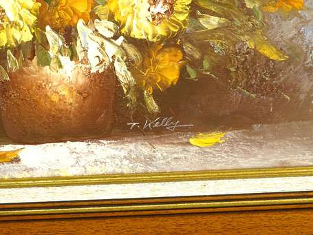 KELLY T. XXe - Bouquet de marguerites jaunes. 