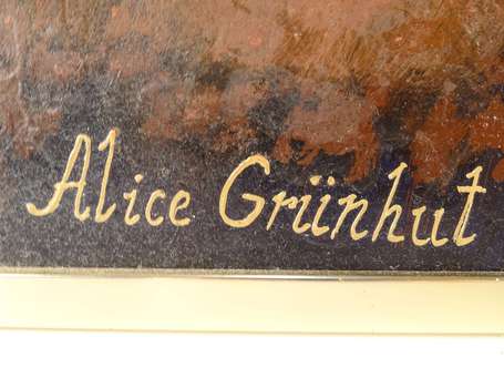 GRUNHUT Alice Xxé Main. Huile sur panneau signée 