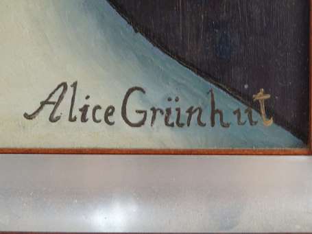 GRUNHUT Alice Xxé Miroir brisé. Huile sur carton 