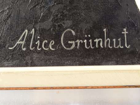 GRUNHUT Alice Xxé Portrait. Huile sur toile signée