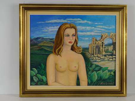 GRUNHUT Alice Xxé Buste de femme nue.. Huile sur 