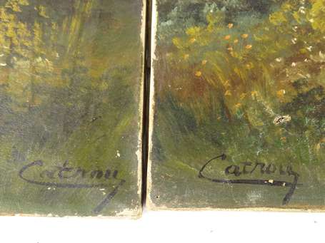 CATROU XIXé Paysage. 2 Huiles sur toiles, signée. 
