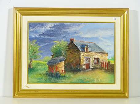 BAUSMAYER (XXème) Orage de Printemps Huile sur 