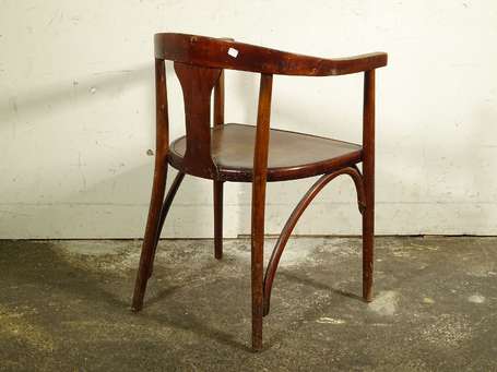 FISCHER - Paire de fauteuils de bistrot en bois 
