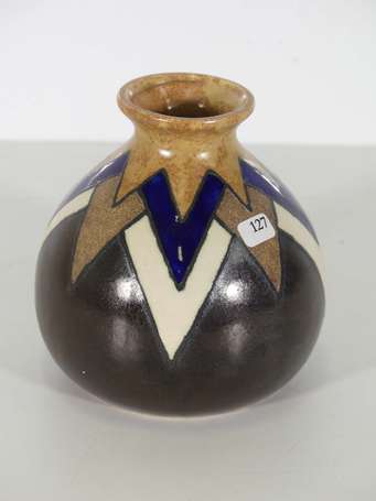 ODETTA, HB Quimper - Vase boule en grès à décor 