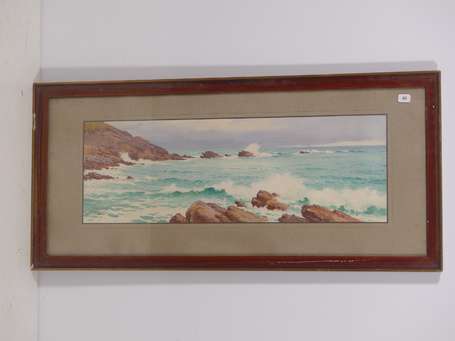 HAMONET Léon (1877-1953) - Mer à Erquy. Aquarelle,