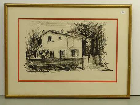 LARRIEU Gaston (1908-1983) - Villa. Lavis d'encre,