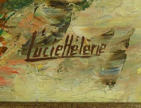 HELENE Lucie XXe - Bouquet de pavots. Huile sur 