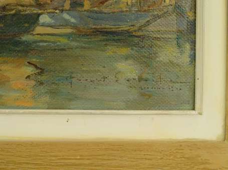 ECOLE XXe - Le port de la Rochelle. Huile sur 