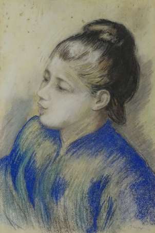 RENOIR dans le goût de - Portrait de femme en bleu